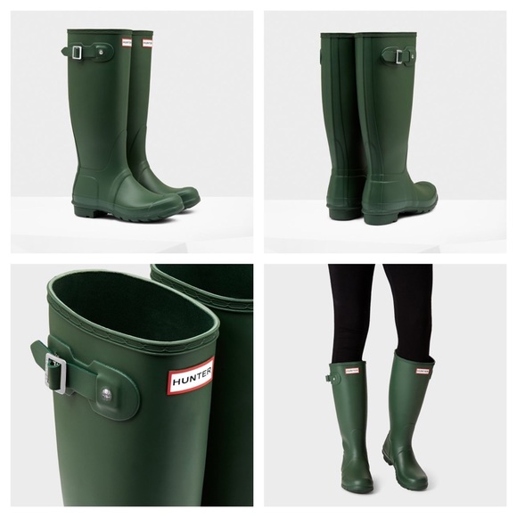 Hunter Womens Original Tall Rain Boots Matte Green - Picture 2 of 8